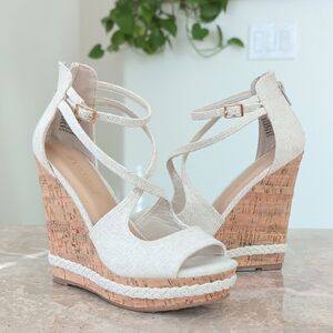 Stylish Beige Wedge Sandals